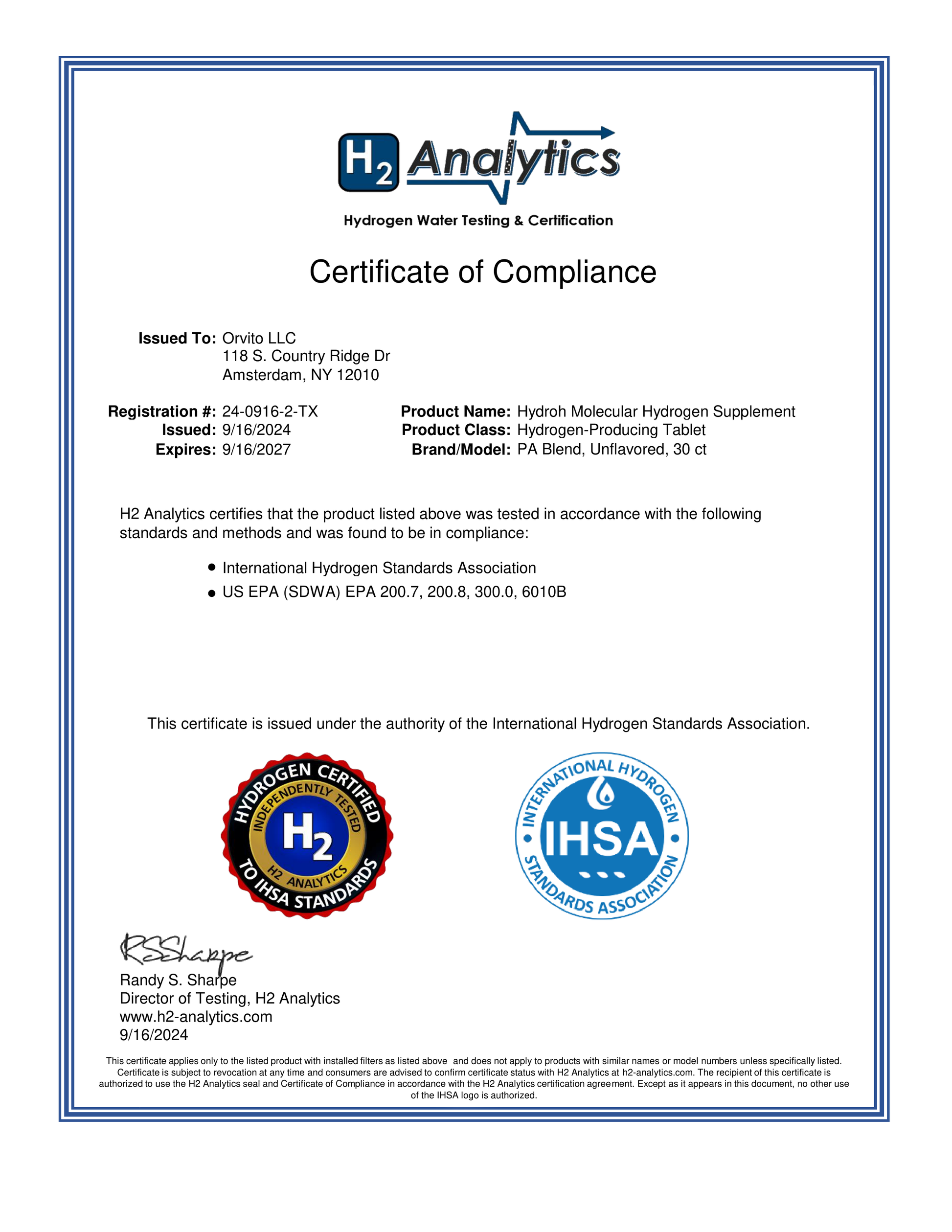 Hydrogen Water Tablets